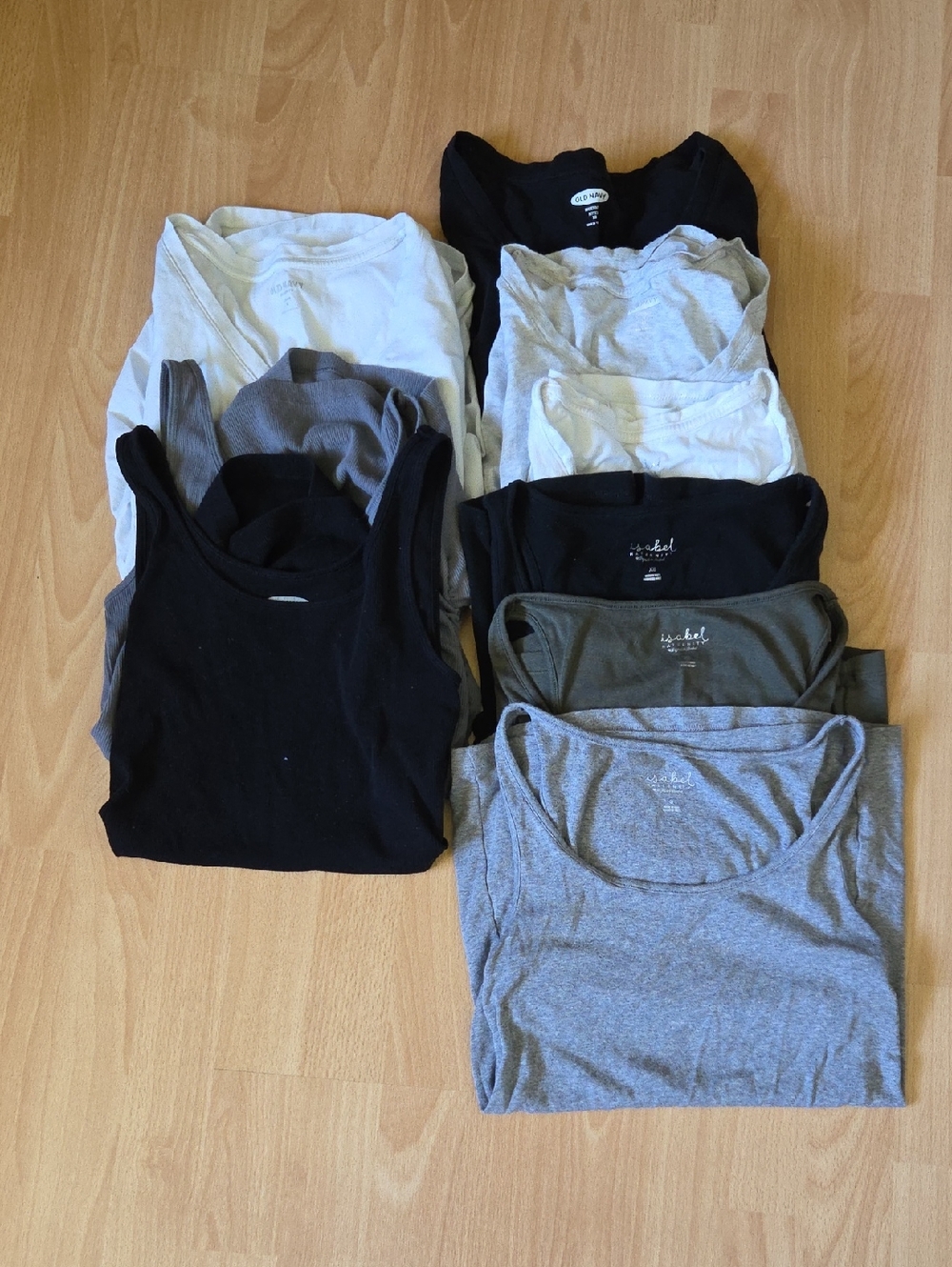 Bundle Of 9 Materntiy Basic Tanks, T Shirts, And Long Sleeves Size XS/S